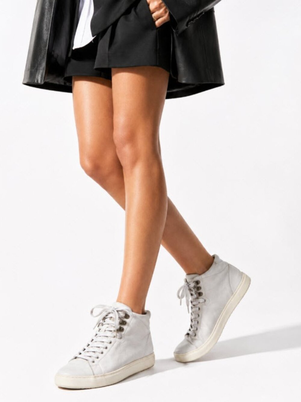 Rag & Bone White High Top Leather Sneakers Size 37  Designer Shoes